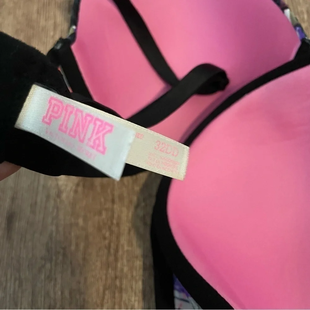 Victoria's Secret Pink Colorful Foliage Printed Bra Size 32DD